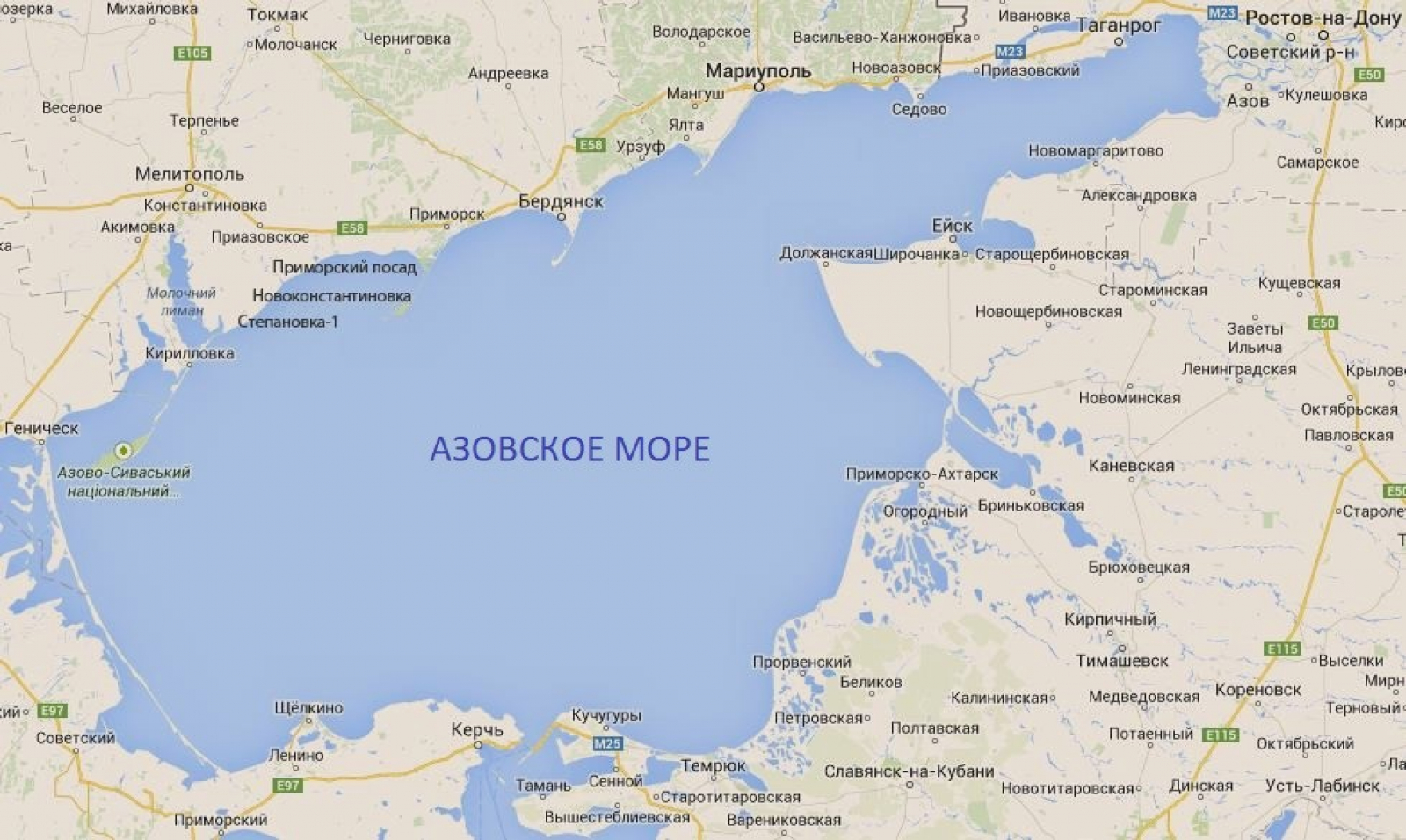 Карта побережье Азовского моря подробная с поселками